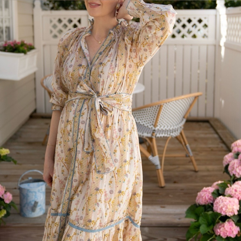 Baybala Lele Dress Floral Cream Pink Boho Large - Picture 9 of 9